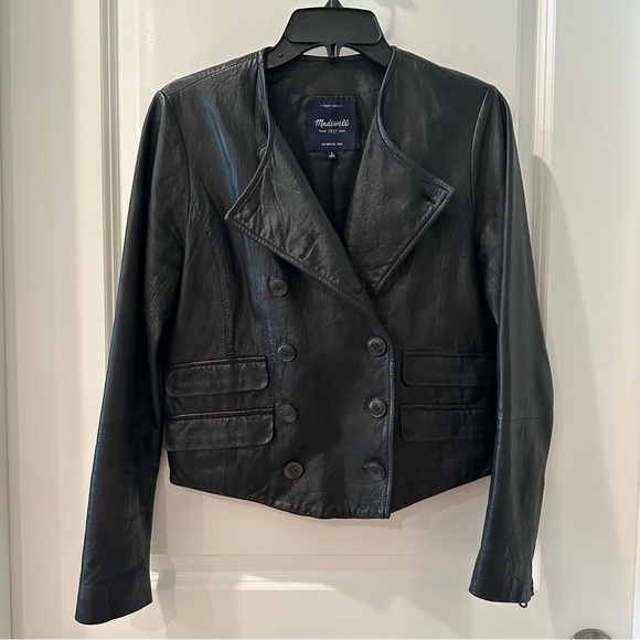 Madewell Double Breasted Leather Jacket - Picture 2 of 9